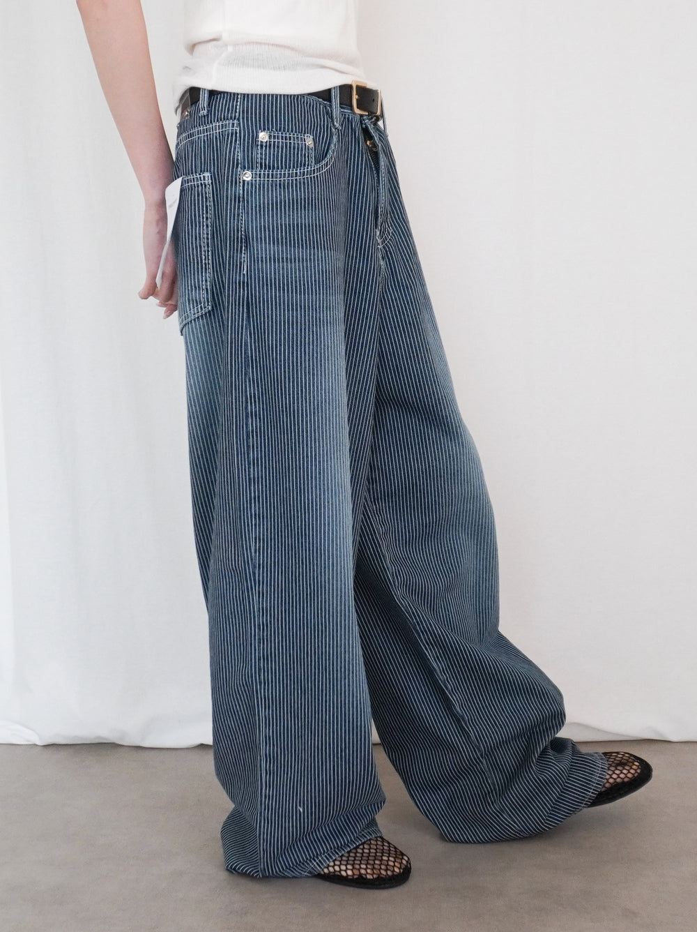 Vintage washed ヒッコリーデニムパンツ