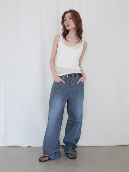 Vintage washed ヒッコリーデニムパンツ