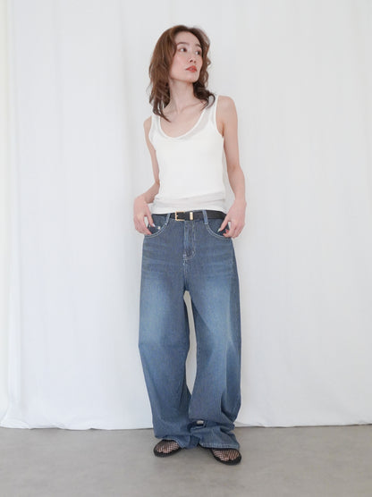 Vintage washed ヒッコリーデニムパンツ