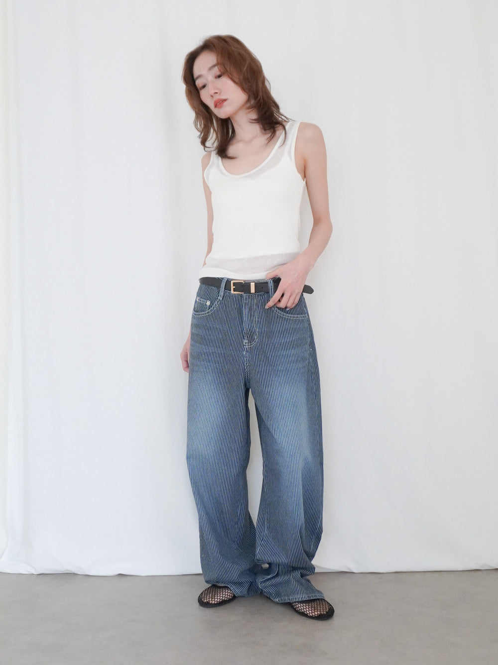 Vintage washed ヒッコリーデニムパンツ
