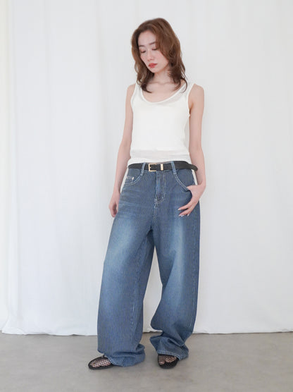 Vintage washed ヒッコリーデニムパンツ