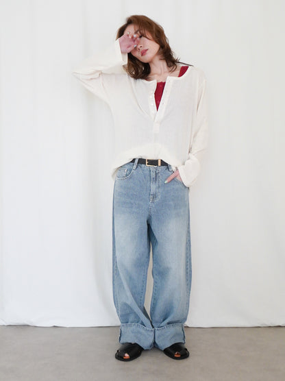 Vintage washed ヒッコリーデニムパンツ