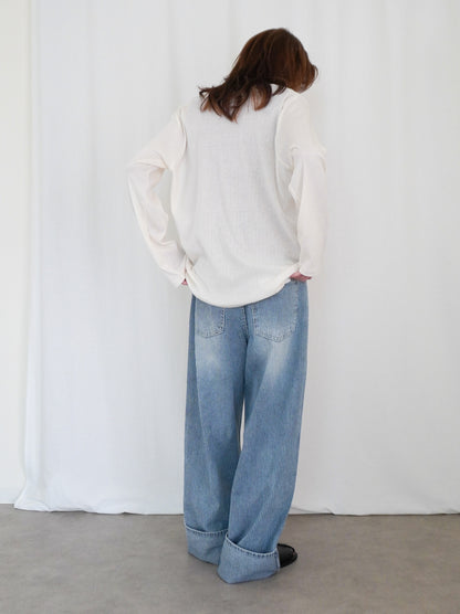 Vintage washed ヒッコリーデニムパンツ