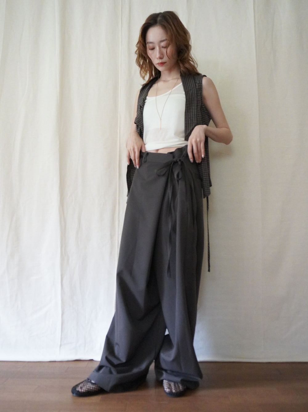 Layered wrap オーバーワイドパンツ