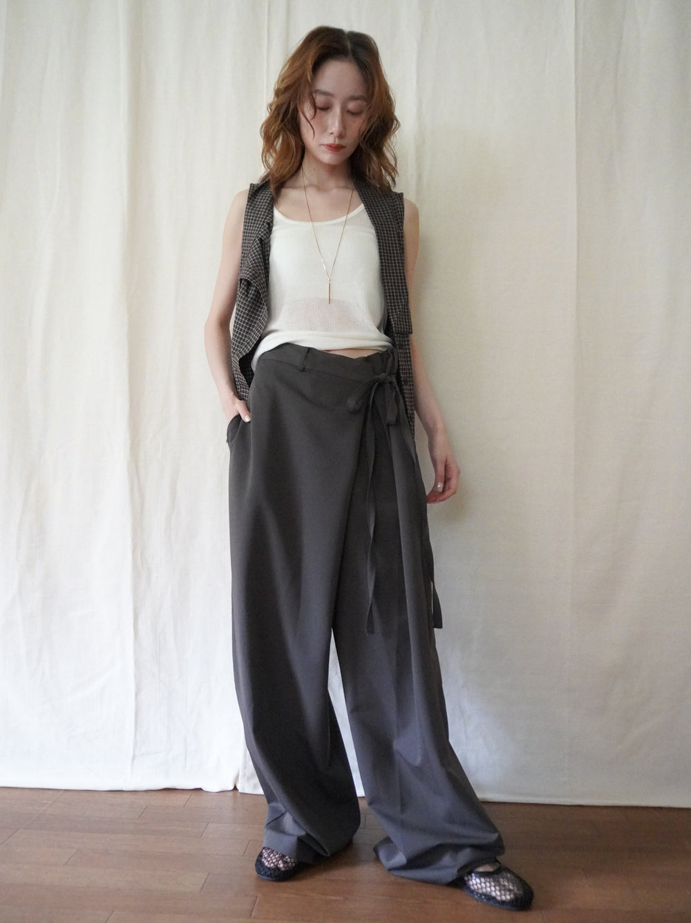 Layered wrap オーバーワイドパンツ