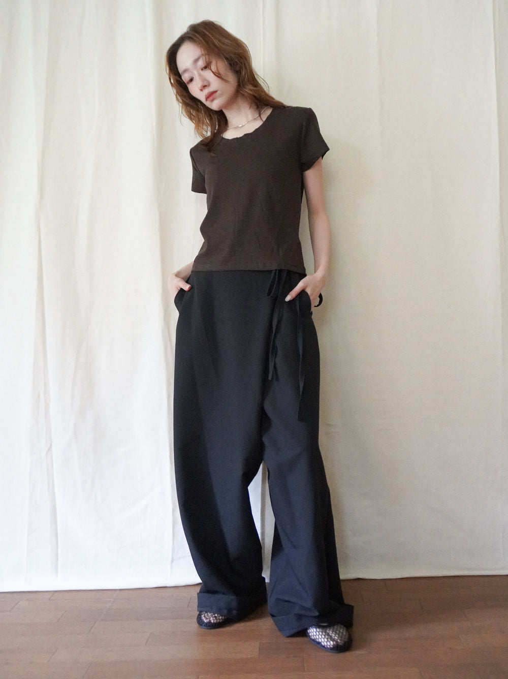 Layered wrap オーバーワイドパンツ