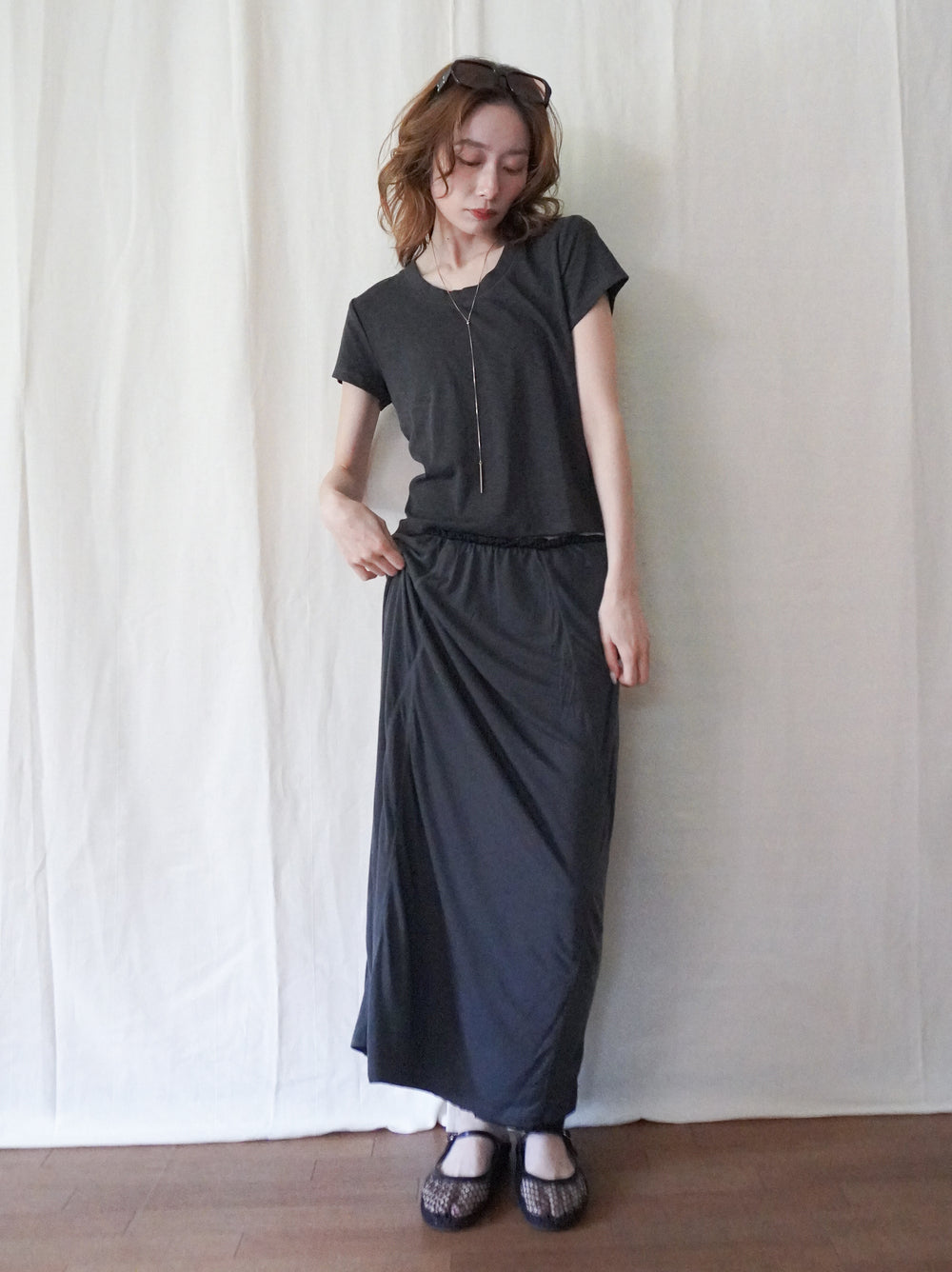 Layered contrast リバーシブルスカート