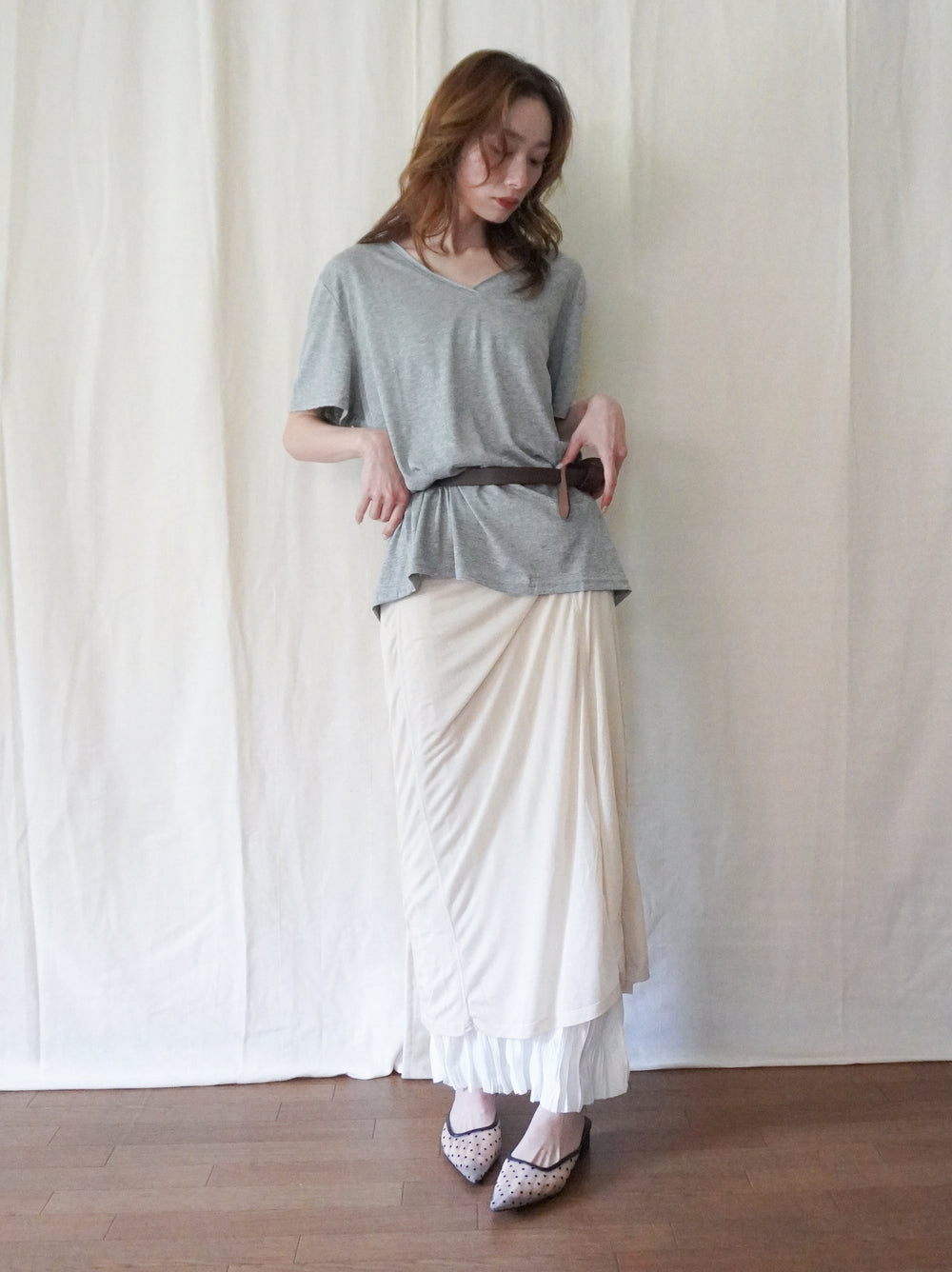 Layered contrast リバーシブルスカート