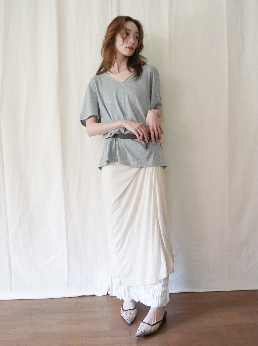 Layered contrast リバーシブルスカート