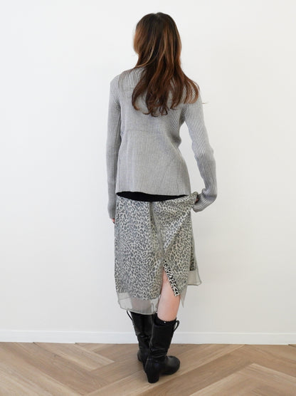 Sheer layered レオパードフロウスカート