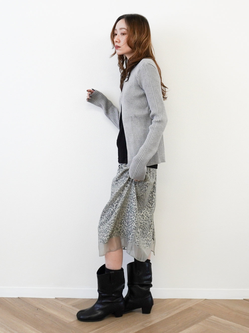 Sheer layered レオパードフロウスカート