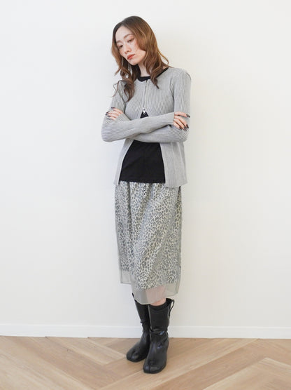 Sheer layered レオパードフロウスカート