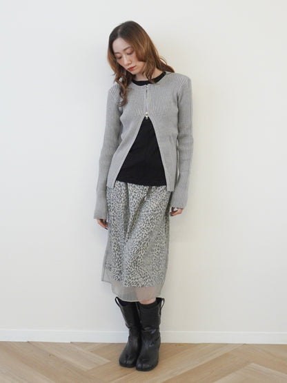 Sheer layered レオパードフロウスカート