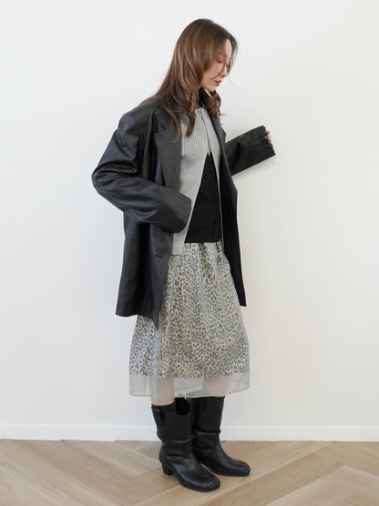 Sheer layered レオパードフロウスカート