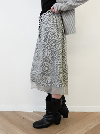 Sheer layered レオパードフロウスカート