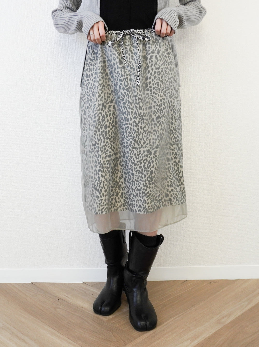 Sheer layered レオパードフロウスカート
