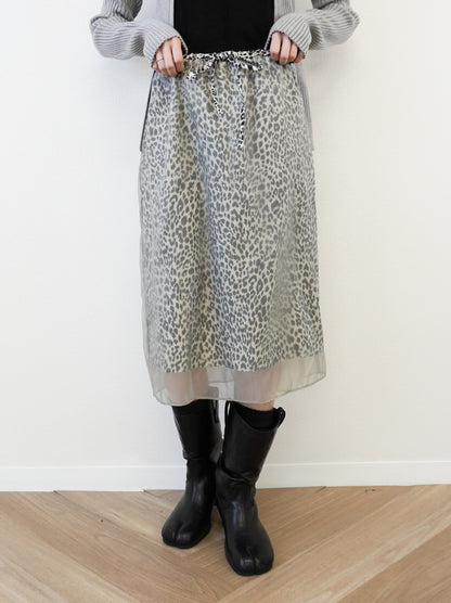 Sheer layered レオパードフロウスカート