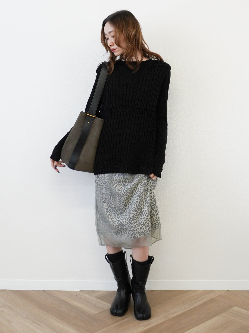 Sheer layered レオパードフロウスカート