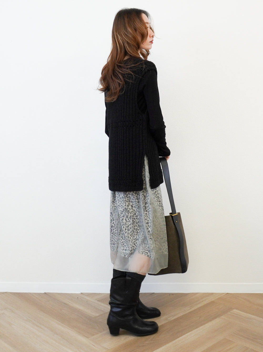 Sheer layered レオパードフロウスカート