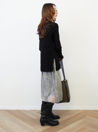 Sheer layered レオパードフロウスカート