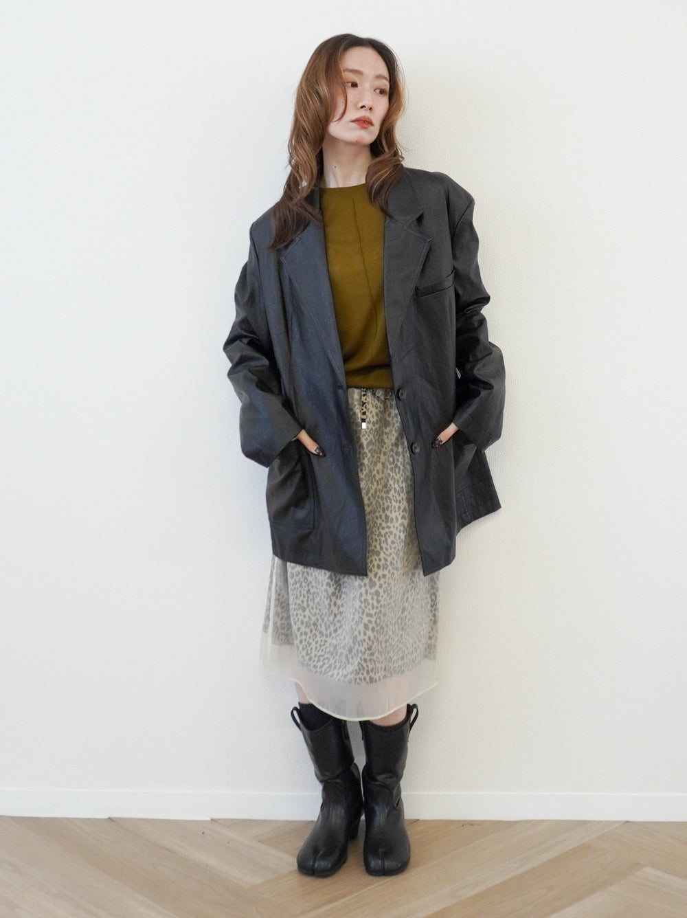 Sheer layered レオパードフロウスカート