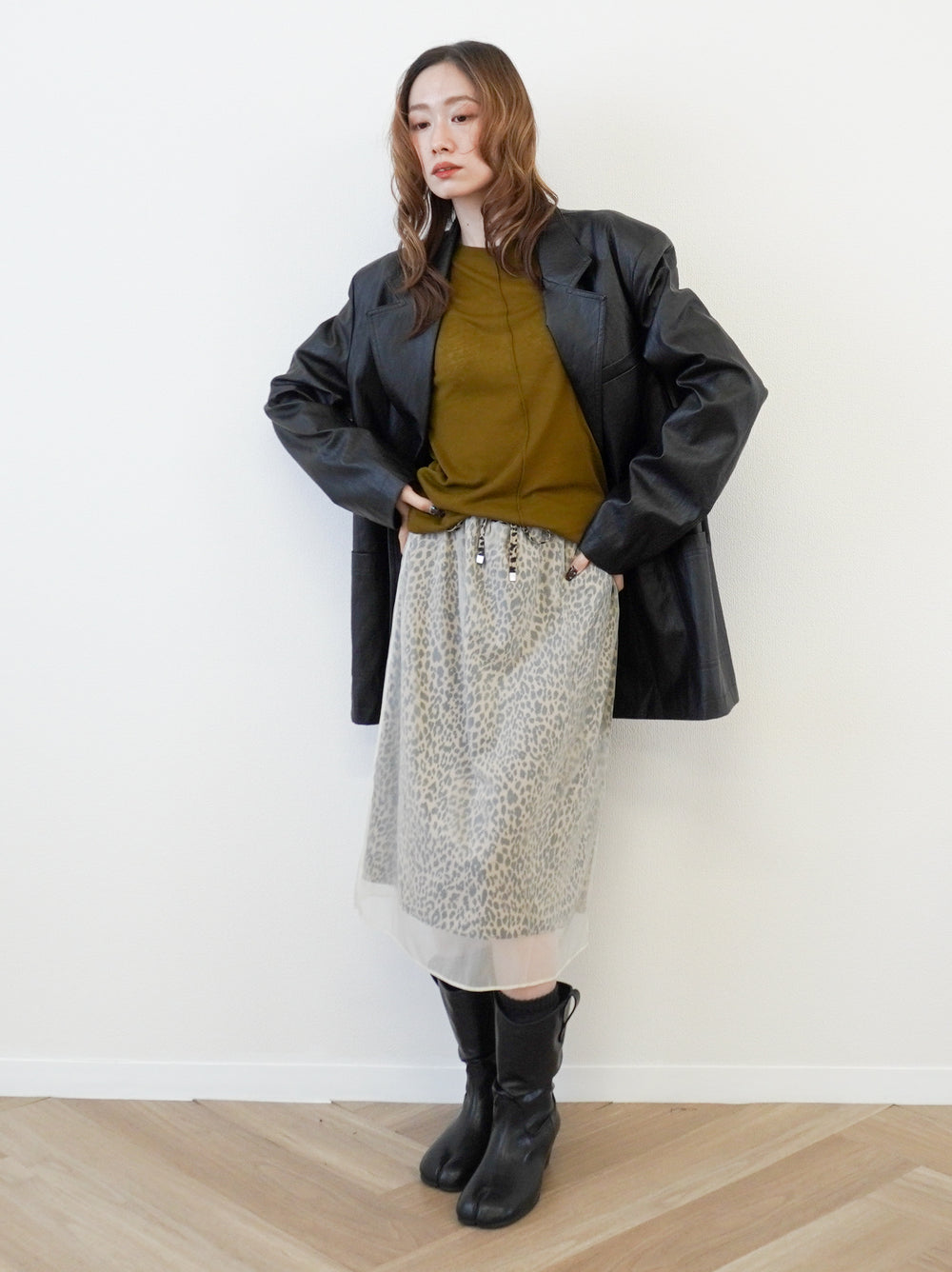 Sheer layered レオパードフロウスカート