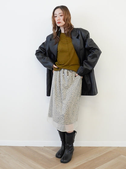 Sheer layered レオパードフロウスカート