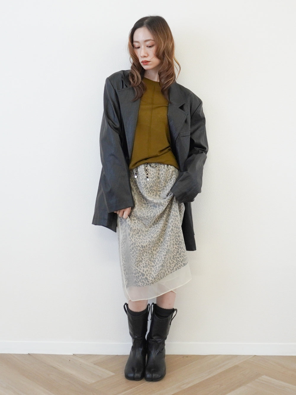 Sheer layered レオパードフロウスカート