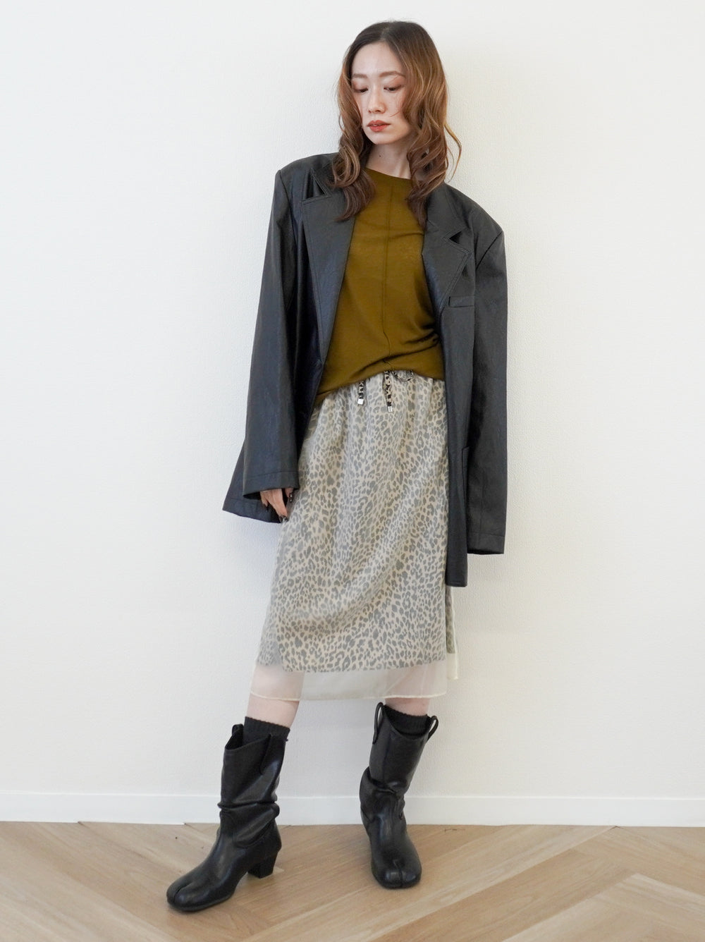 Sheer layered レオパードフロウスカート