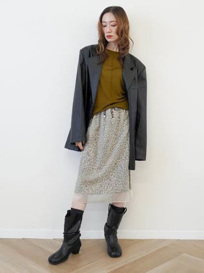 Sheer layered レオパードフロウスカート