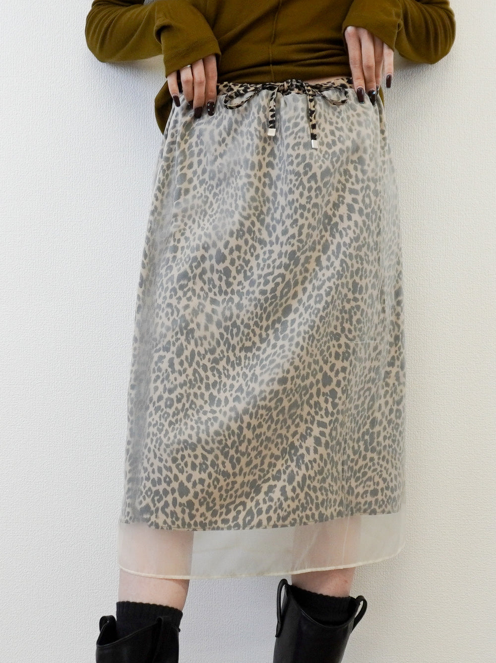 Sheer layered レオパードフロウスカート