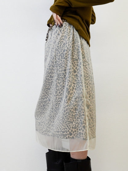 Sheer layered レオパードフロウスカート