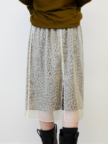 Sheer layered レオパードフロウスカート