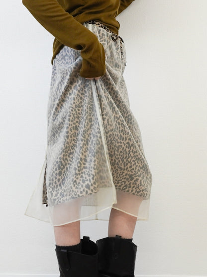 Sheer layered レオパードフロウスカート