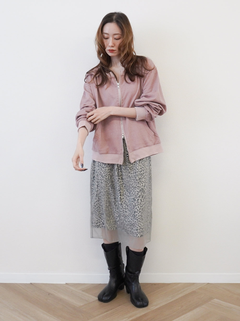 Sheer layered レオパードフロウスカート
