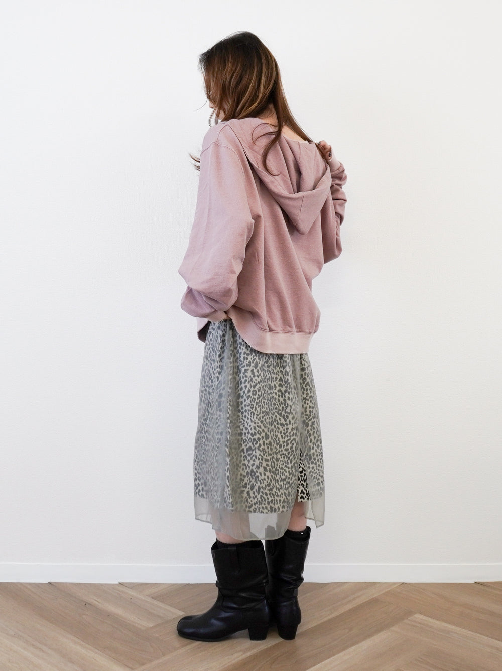 Sheer layered レオパードフロウスカート