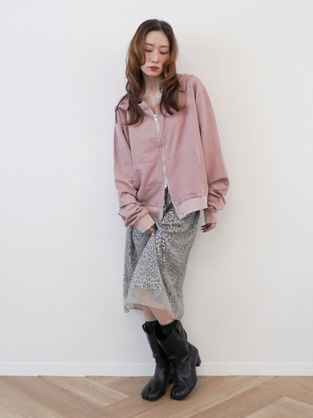 Sheer layered レオパードフロウスカート