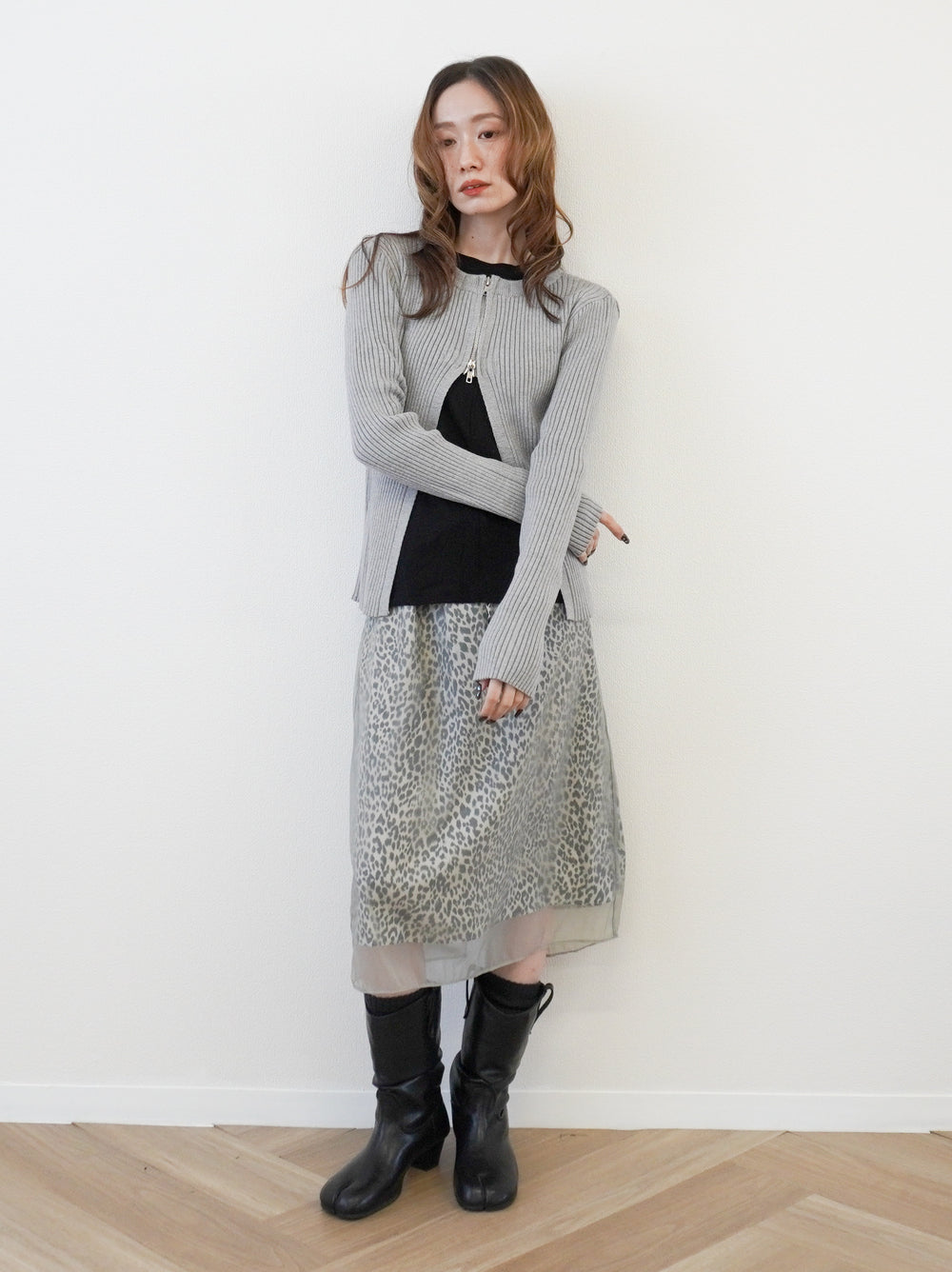Sheer layered レオパードフロウスカート