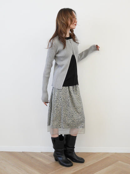 Sheer layered レオパードフロウスカート