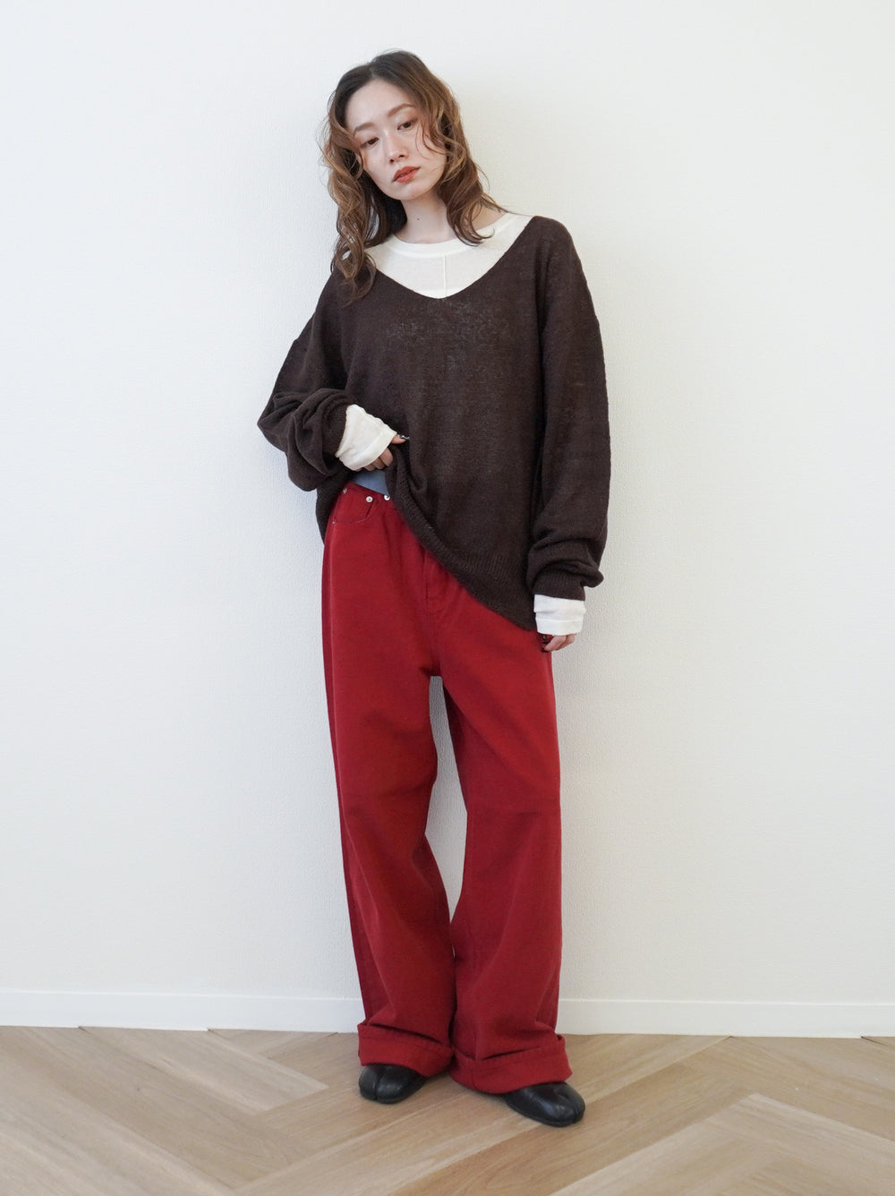 Velveteen ワイドストレートパンツ
