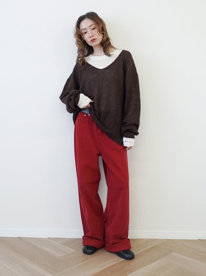 Velveteen ワイドストレートパンツ