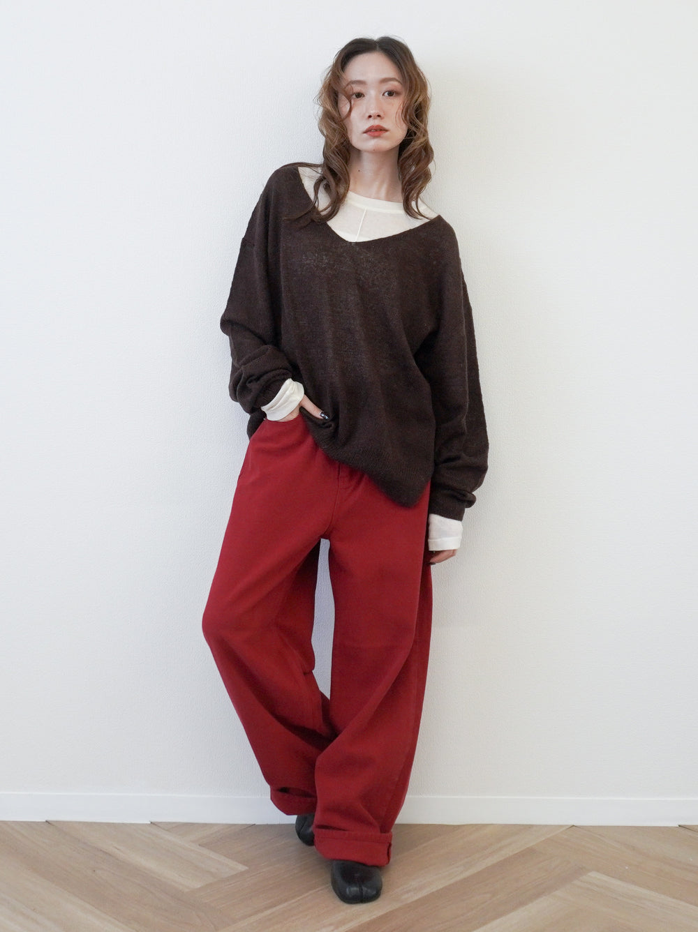 Velveteen ワイドストレートパンツ