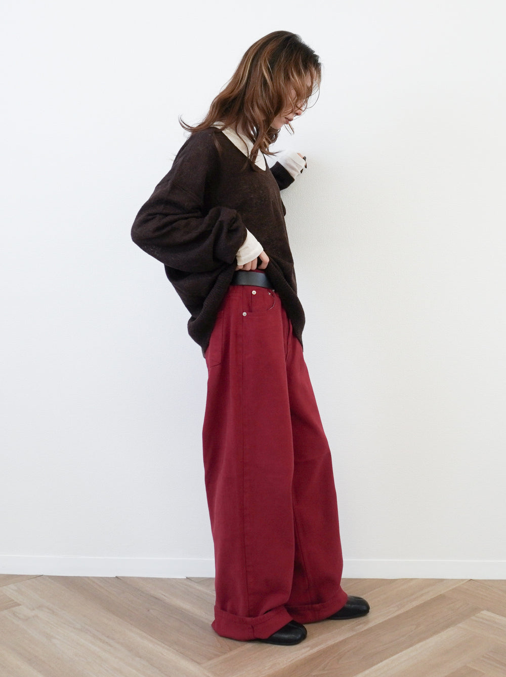 Velveteen ワイドストレートパンツ