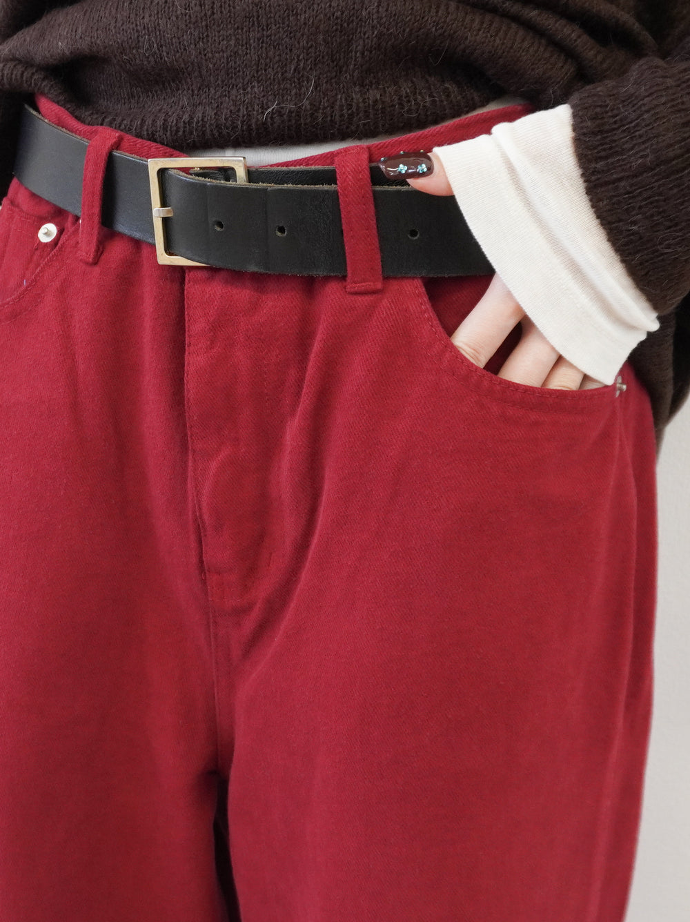 Velveteen ワイドストレートパンツ
