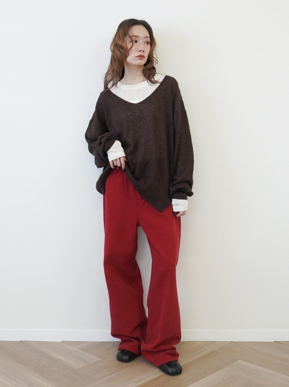 Velveteen ワイドストレートパンツ
