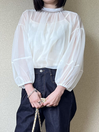 Balloon sleeve エアリーシフォントップス