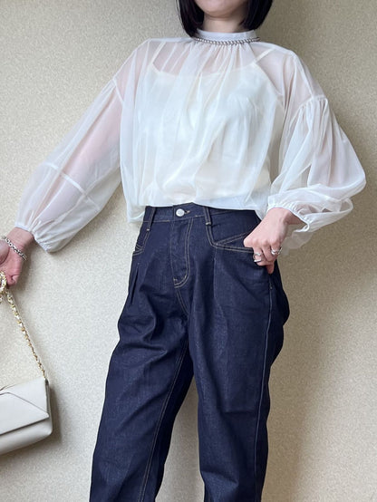 Balloon sleeve エアリーシフォントップス