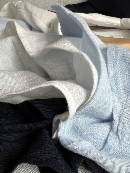 Back open button リネンシャツ