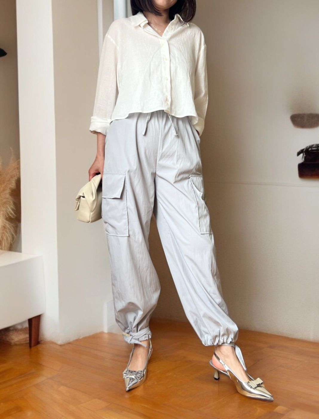 Back open button リネンシャツ