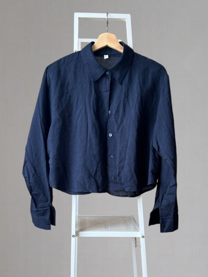 Back open button リネンシャツ